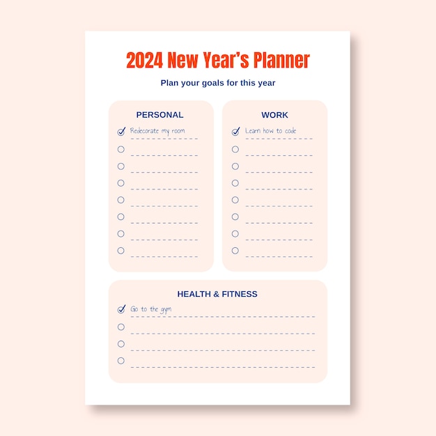 Simple duotone generic new year planner