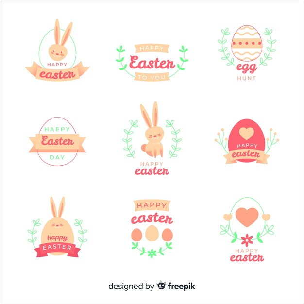 Simple easter day label collection