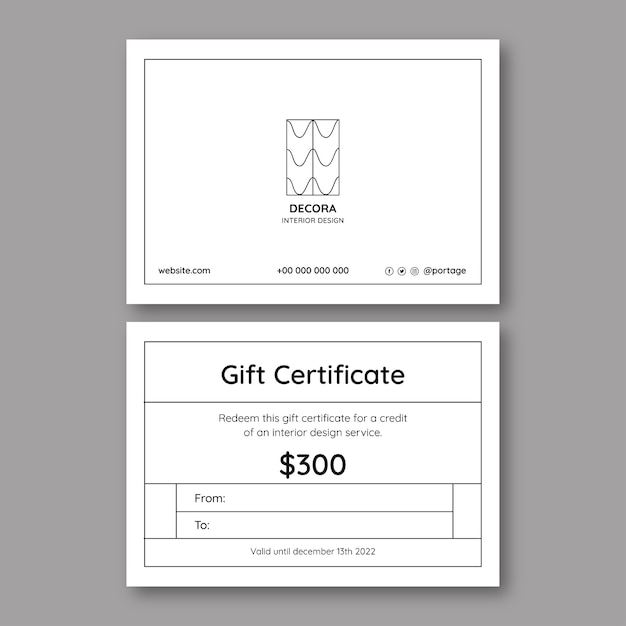 Simple elegant gift certificate template