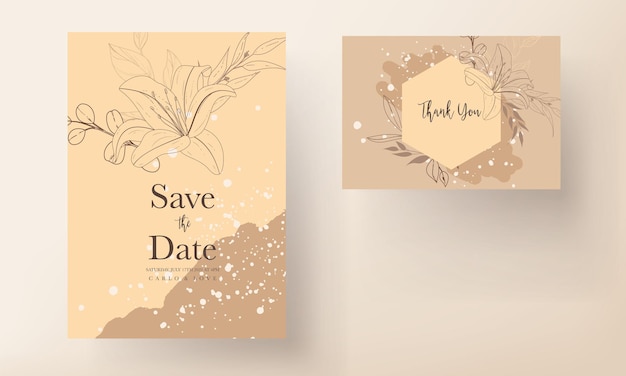 simple and elegant wedding invitation card floral