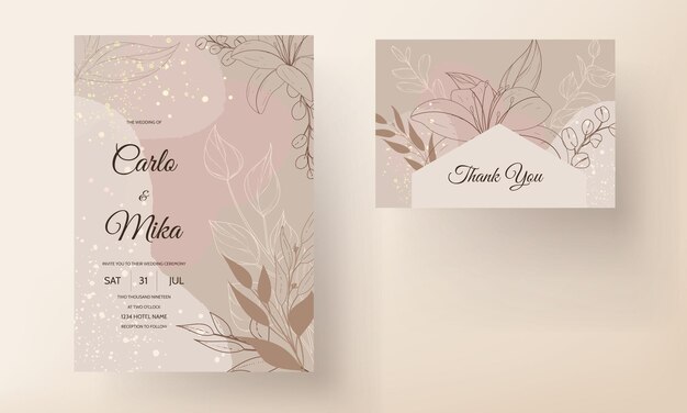 simple and elegant wedding invitation card floral