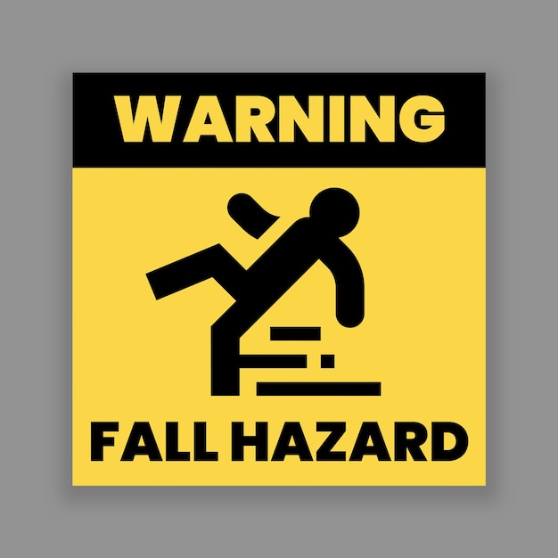 Simple fall hazard square sign