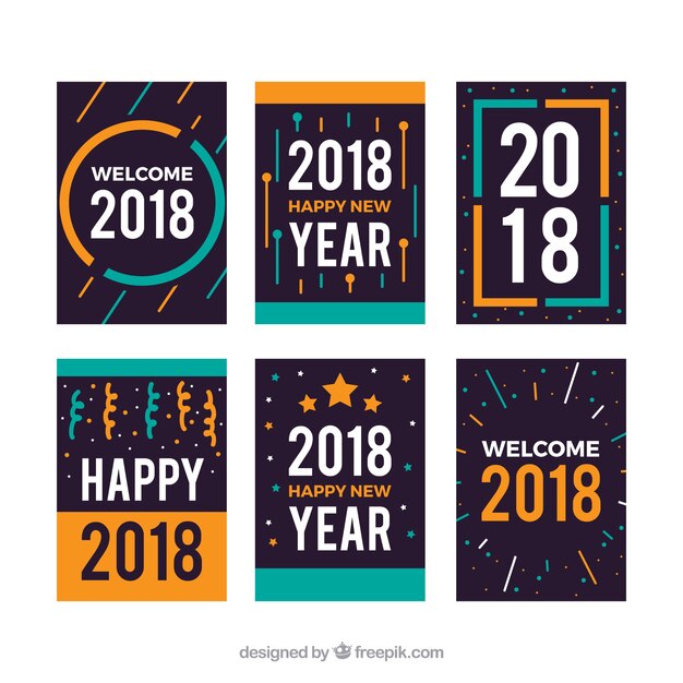 Simple flat new year cards