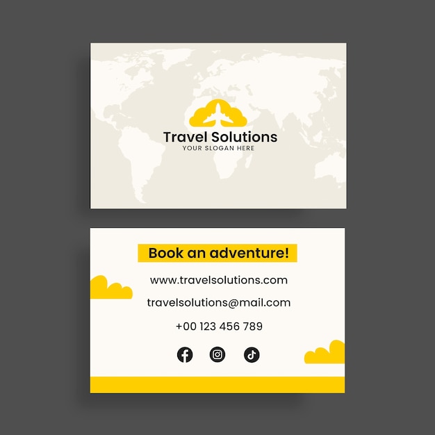 Free vector simple flat travel solutions agency business card template