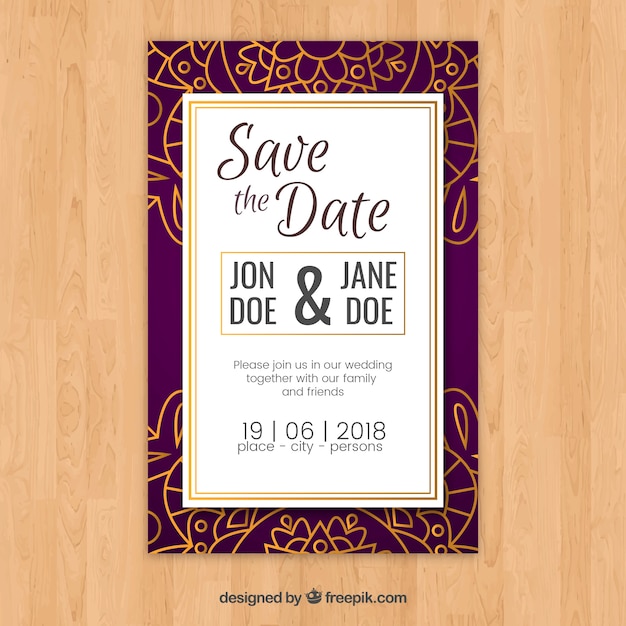 Simple flat wedding invitation