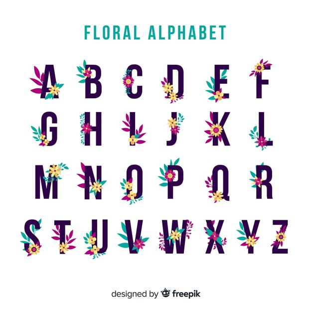 Simple floral alphabet