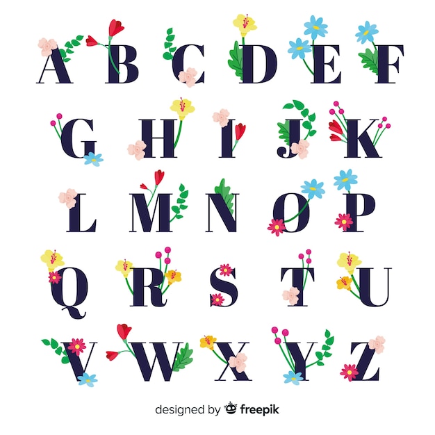Free vector simple floral alphabet