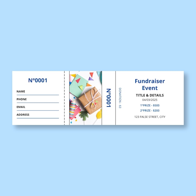 Free vector simple fundraiser raffle ticket