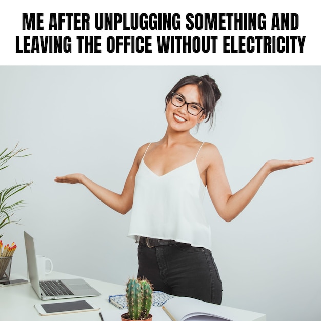 Free vector simple funny coworking office square meme