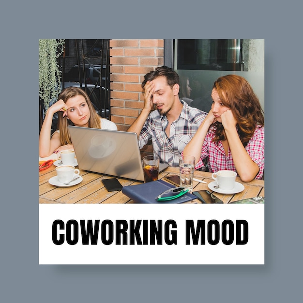 Semplice e divertente meme quadrato di coworking