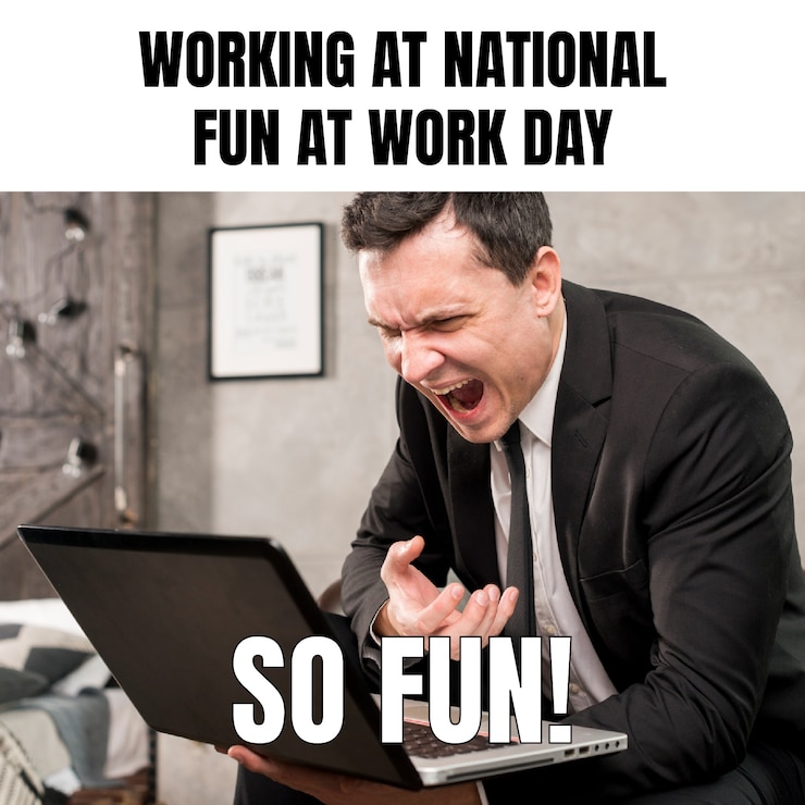 Free Vector simple funny national fun at work day meme