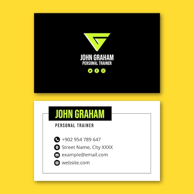 Free vector simple g personal trainer business card