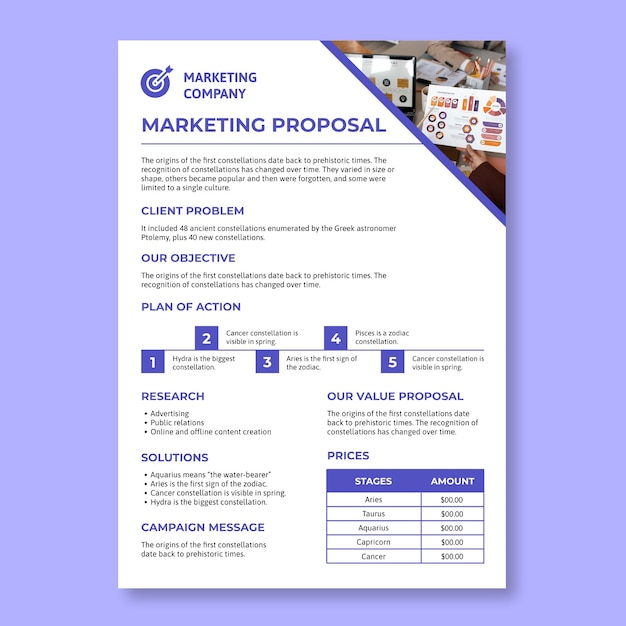 Free vector simple generic marketing proposal