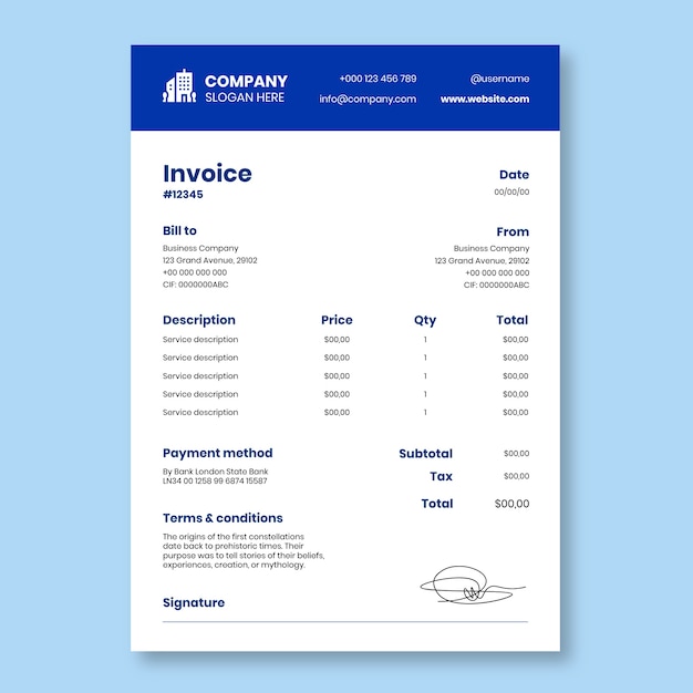 Free vector simple generic small business invoice