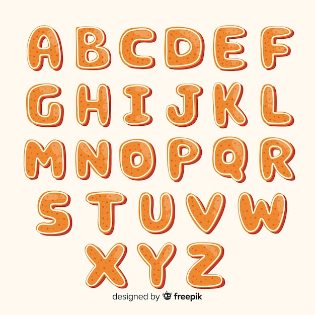 Free vector simple gingerbread alphabet