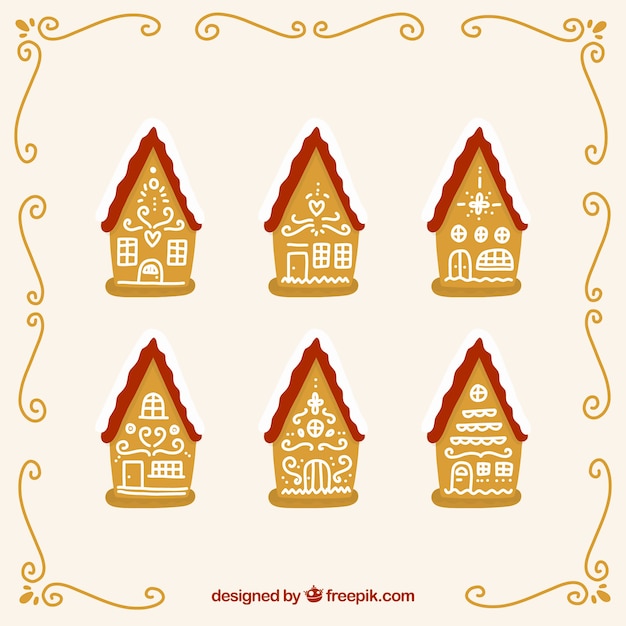 Free vector simple gingerbread houses