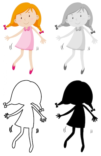 Free vector a simple girl character