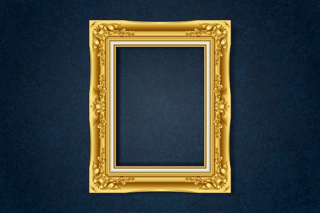Simple golden frame on the wall
