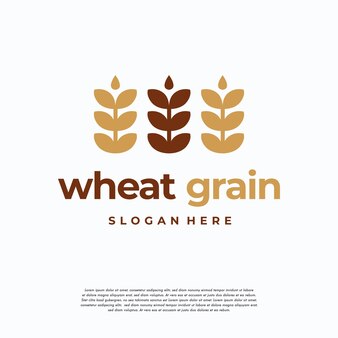 Простая концепция логотипа зерна пшеницы, векторная иконка шаблона логотипа сельскохозяйственной пшеницы