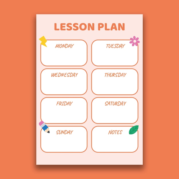 Free vector simple hand-drawn elementary lesson plan