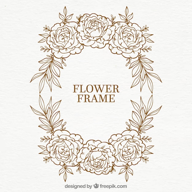 Free vector simple hand drawn floral frame