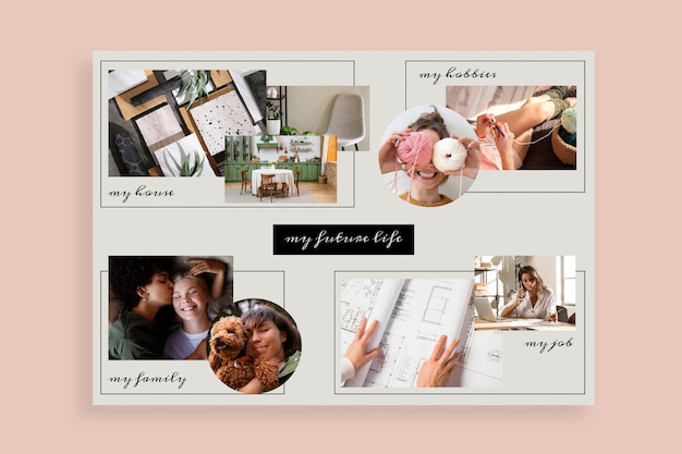 Simple hand drawn future life printable vision board