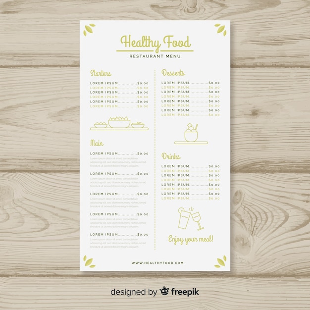 Simple healthy menu template