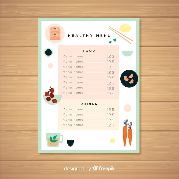 Simple healthy menu template