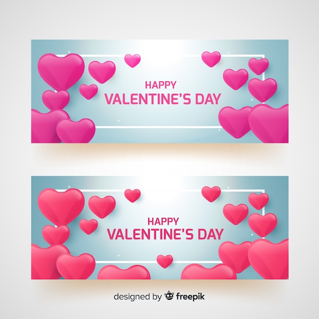 Simple hearts valentine banner