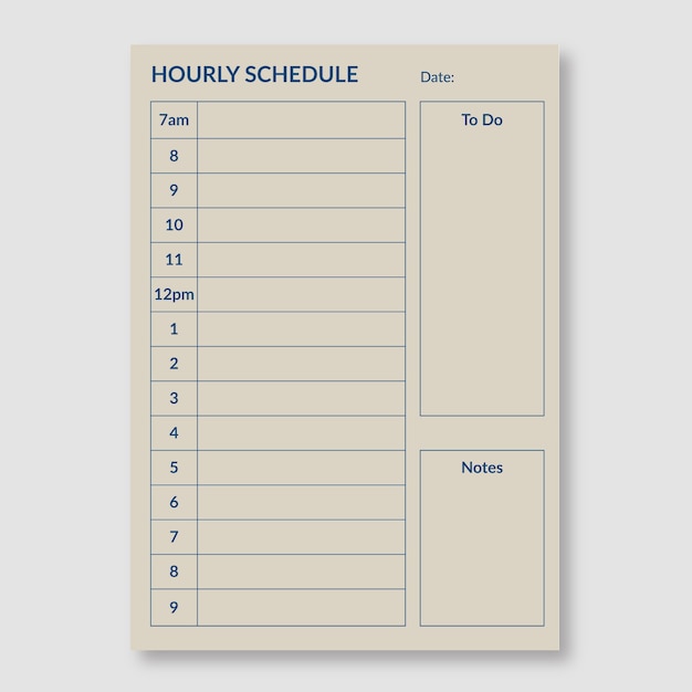 Simple hourly schedule