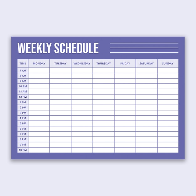 Free Vector | Simple hourly weekly schedule