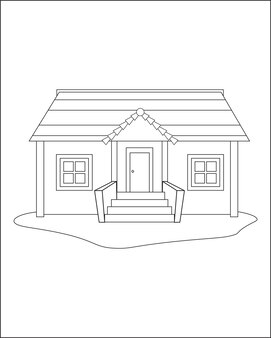 Simple house coloring pagehouse coloring pageline art coloring page