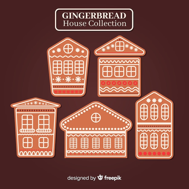 Free vector simple house gingerbread collection