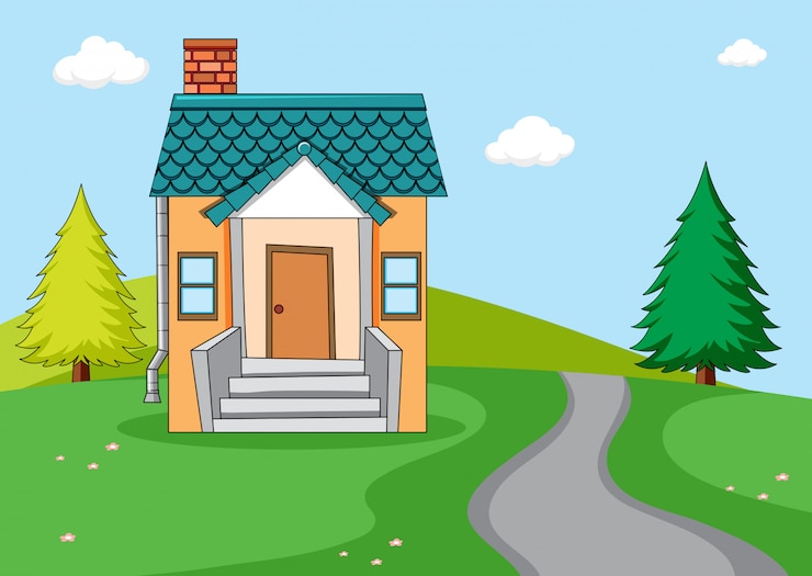 Free Vector a simple house in nature background