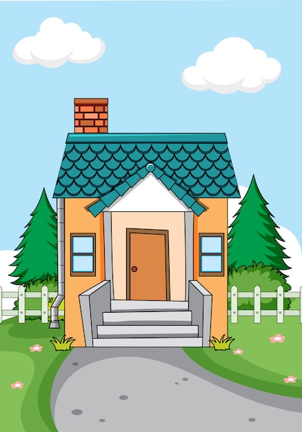 Free vector a simple house in nature background