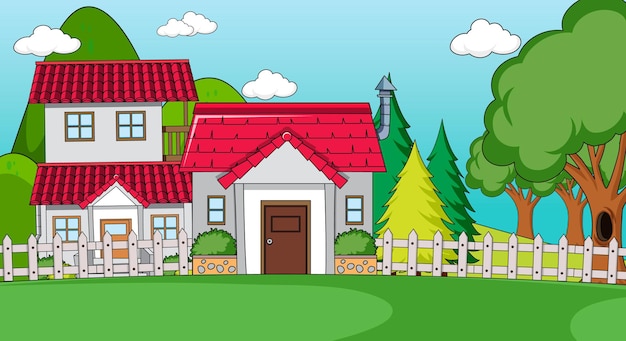 Free vector a simple house in nature background