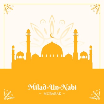 シンプルなイスラムスタイルの背景miladunnabiグリーティングカードのデザイン Premiumベクター