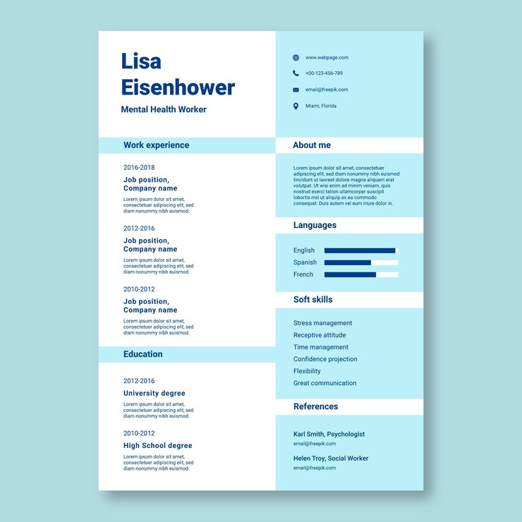 Free Vector simple lisa mental health worker resume