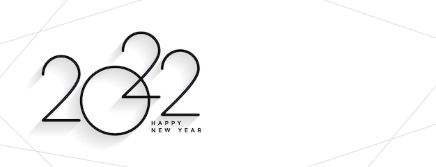Simple minimalist new year 2022 line style banner design