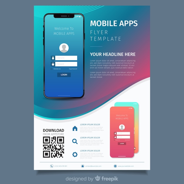 Free vector simple mobile phone flyer