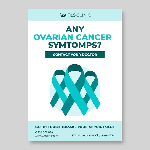 Free vector simple monocolor ovarian cancer awareness poster