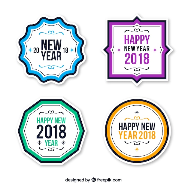 Free vector simple new year 2018 badge collection