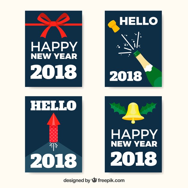 Simple new year 2018 cards