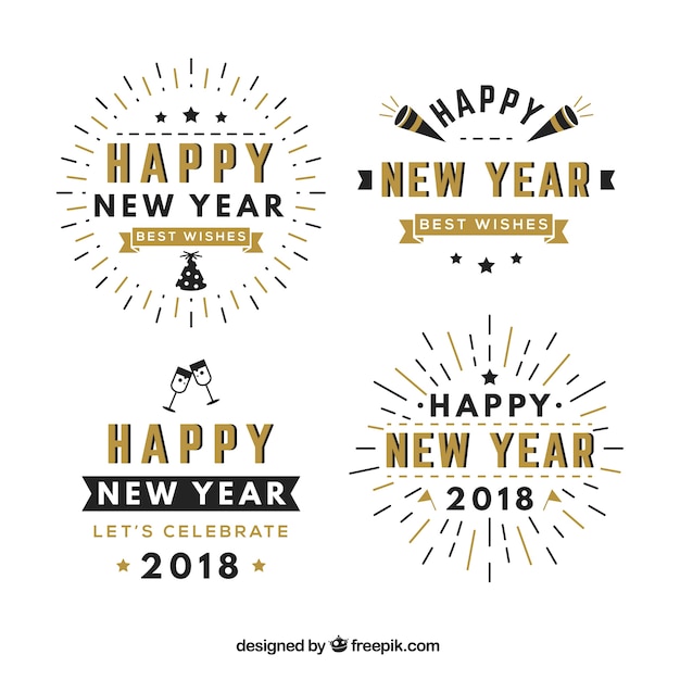 Free vector simple new year badges