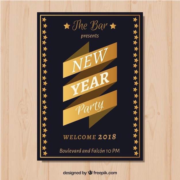 Free vector simple new year party poster in black