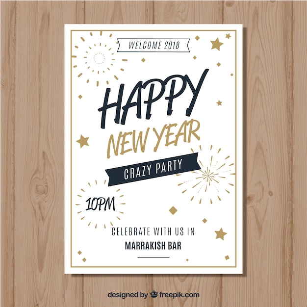 Simple new year party poster in white