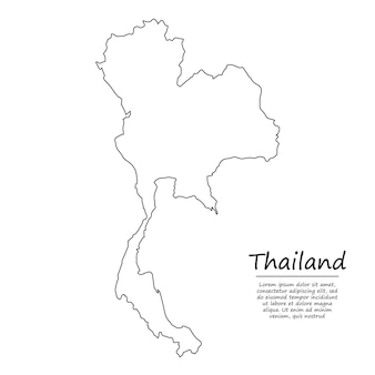 Simple outline map of thailand, in sketch line style