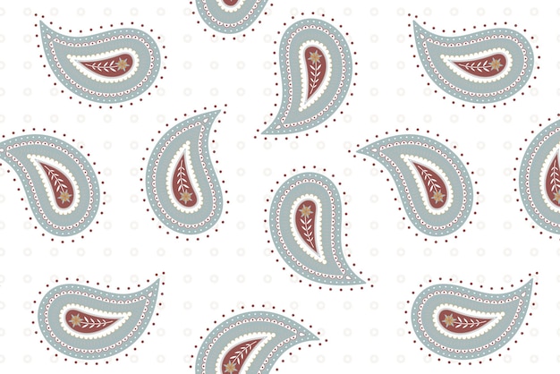 Simple paisley background, indian mandala pattern in white vector