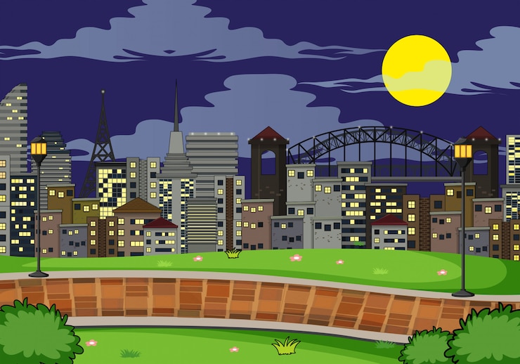 Free Vector simple park scene at night