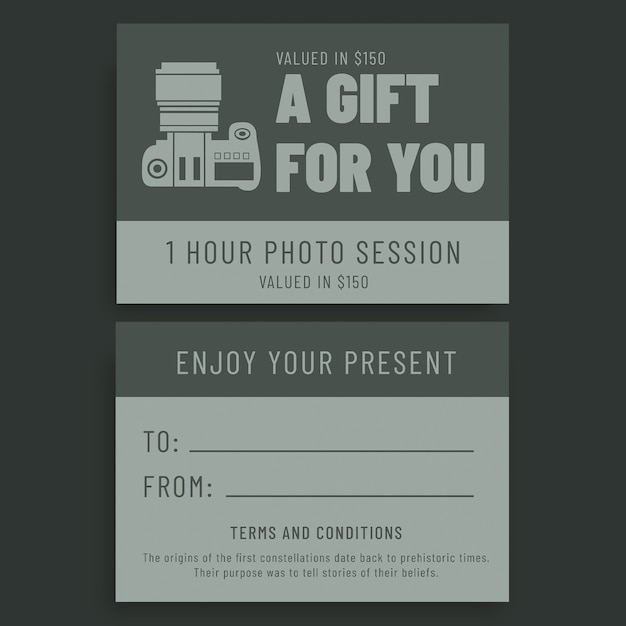 Free vector simple photography gift certificate